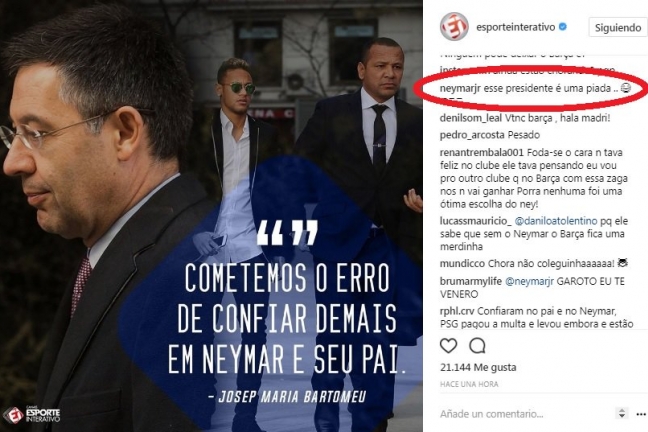 Неймар назвал Бартомеу посмешищем