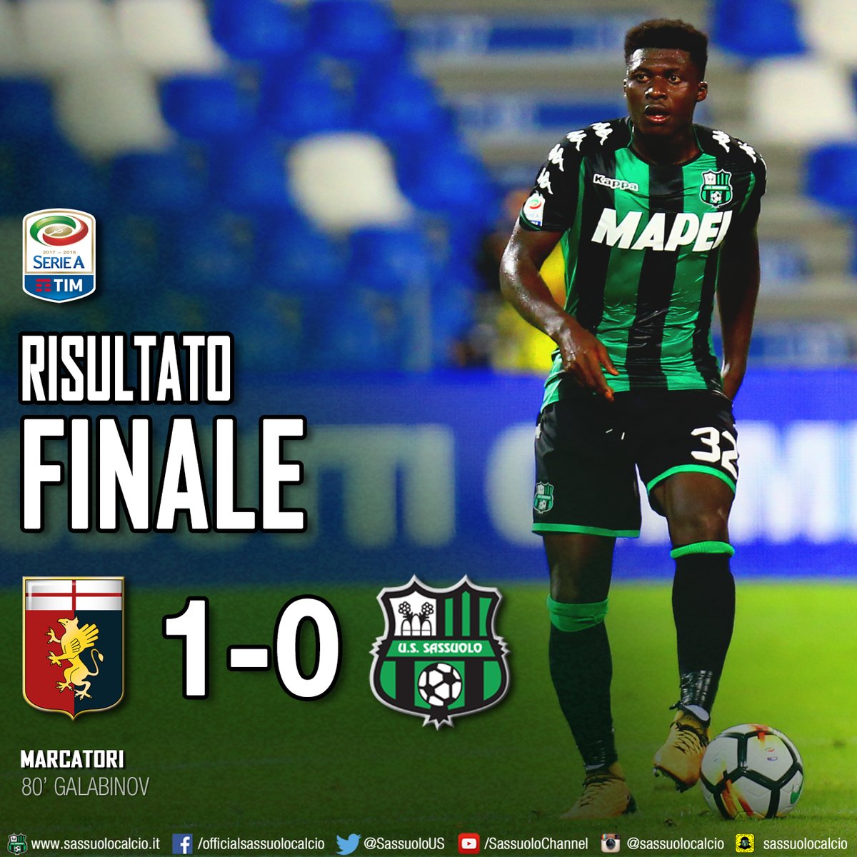 \"Сассуоло\" минимально уступил \"Дженоа\"