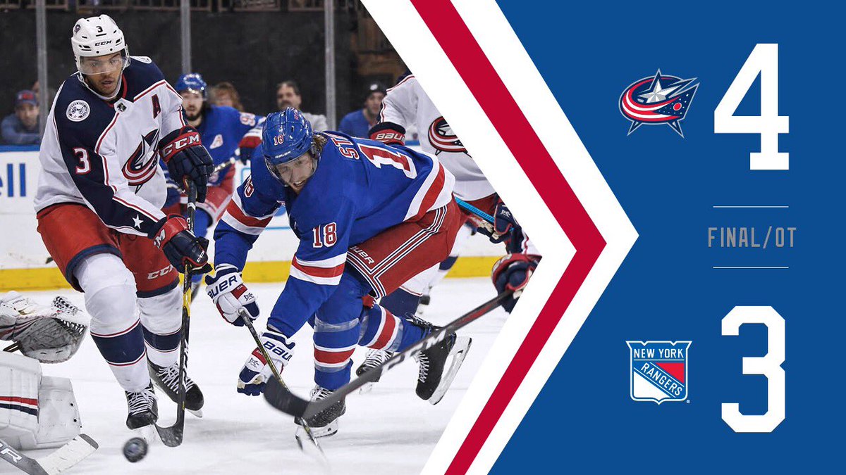 \"Рейнджерс\" в овертайме проиграли \"Коламбусу\"