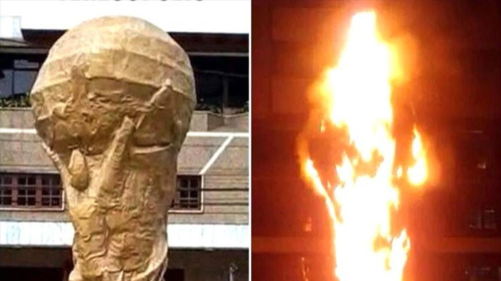 В Бразилии сожгли 6-метровую копию кубка мира