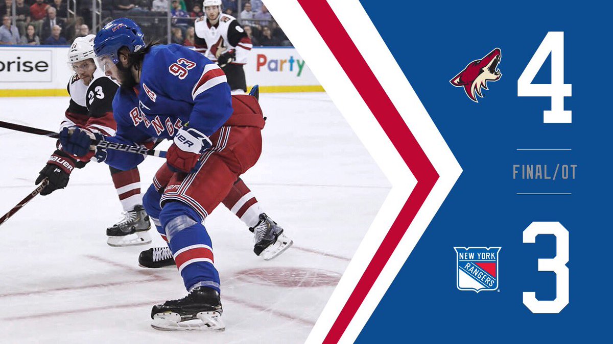 \"Рейнджерс\" проиграли в овертайме \"Аризоне\"