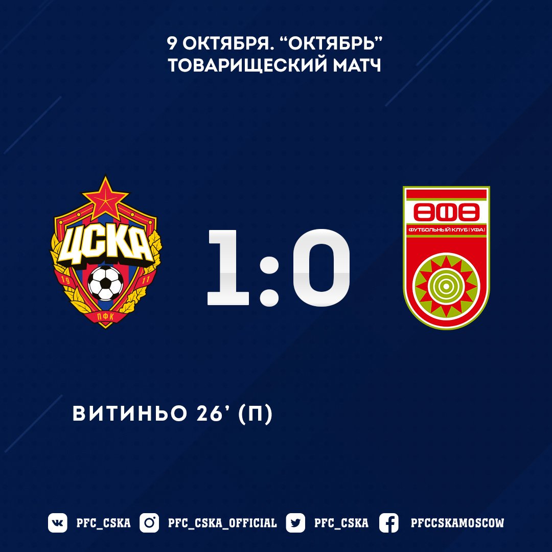 Витиньо принес ЦСКА победу над \"Уфой\"